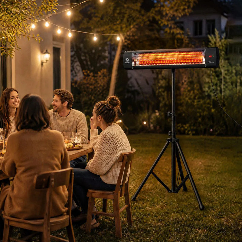 Outsunny 2500 W Electric Infrared Patio Heater, IP65 Outdoor Garden Heater with Tripod, 3 Heat Settings, 24H Timer, Black