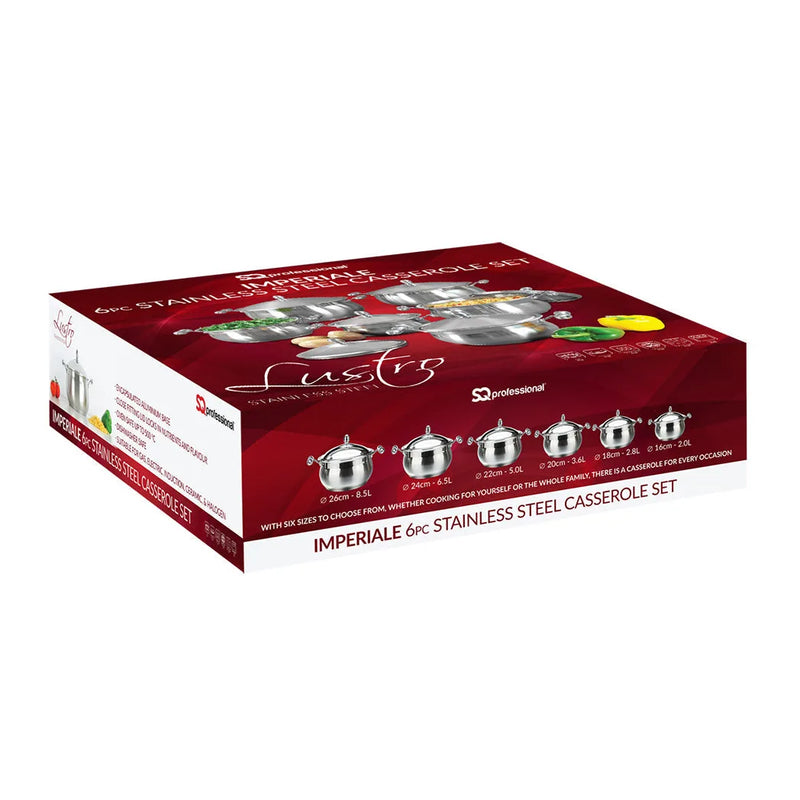 Sq Professional Lustro Stainless Steel Imperiale Casserole Set Of 6