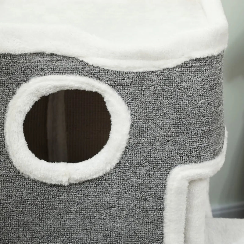 PawHut 75 cm Cat Tree, Cat Tower Condo for Indoor Cats with Scratching Post, Jumping Platform, Grey