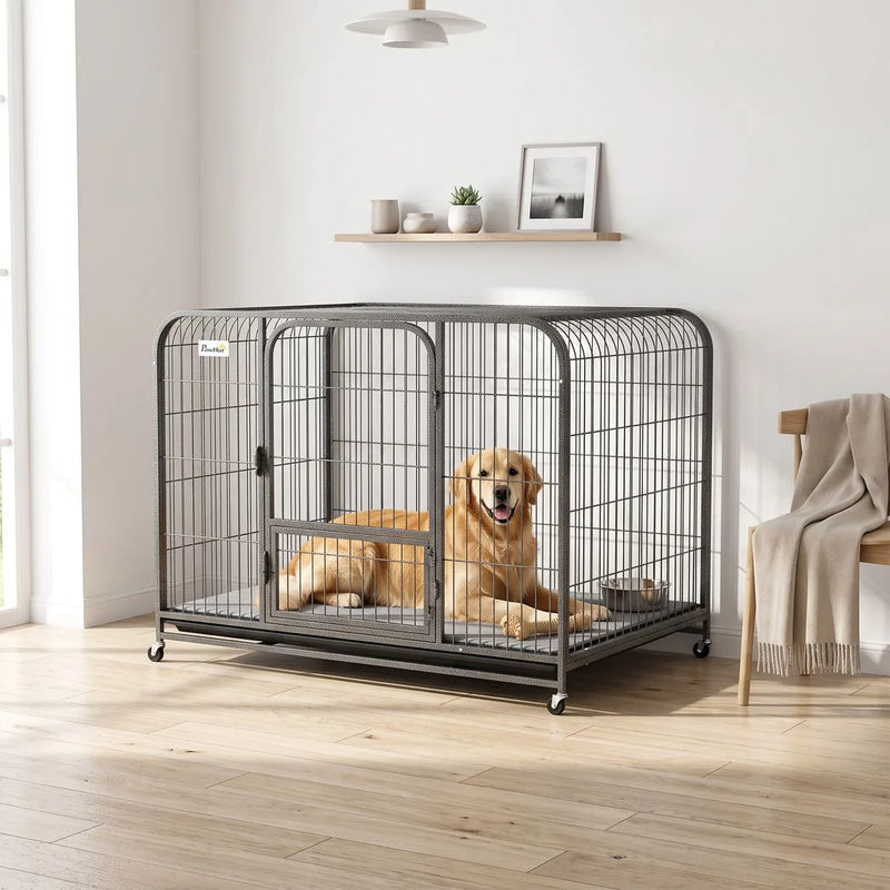 PawHut Heavy Duty Dog Crate,116 x 77 x 88 cm, Large Dog Cage for Small to Large Breeds