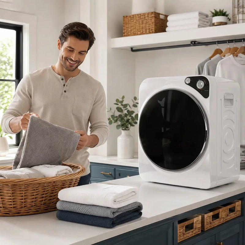HOMCOM 5kg Vented Tumble Dryer, 1000W Compact Tumble Dryer with 5 Drying Modes, Stainless Steel Tub, White