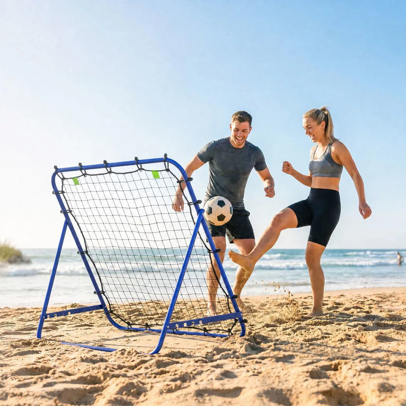 HOMCOM Adjustable Rebounder Net Kickback Target Goal for Teens Adults Training, Blue