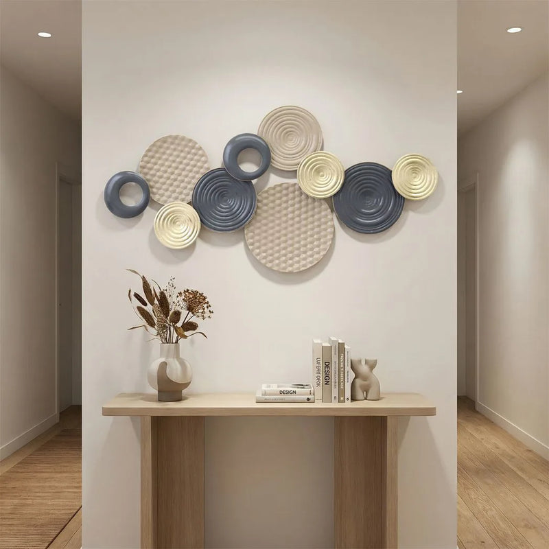 HOMCOM Metal Wall Art, Modern Hanging Wall Decor with Multi-Disc Design for Living Room Bedroom Dining Room