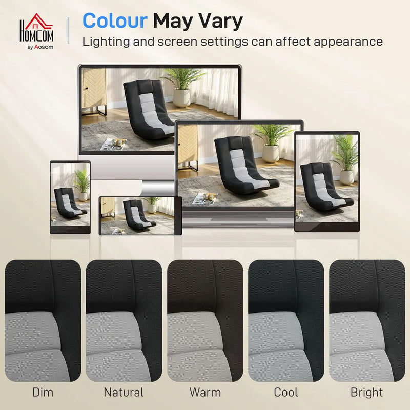 HOMCOM Floor Chair, Folding Floor Sofa with Adjustable Backrest, Wide Seat, Swivel Base, Black