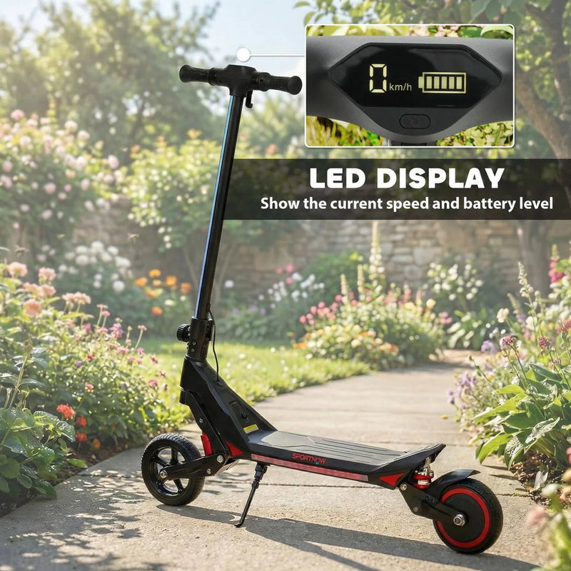 SPORTNOW Electric Scooter for Kids, Foldable E Scooter for Age Age 6 with LED Display, RGB lights, Up to 16km/h, Black