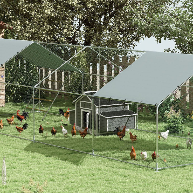 PawHut Chicken Coop, Wooden Outdoor Hen House with Nesting Box, Openable Waterproof Top, Pull-Out Tray, 150 x 100 x 97cm