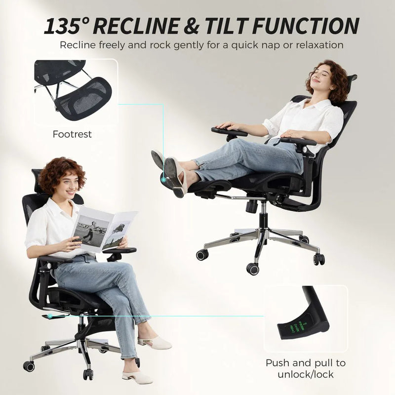 HOMCOM Ergonomic Office Chair, High Back Mesh Desk Chair, Black