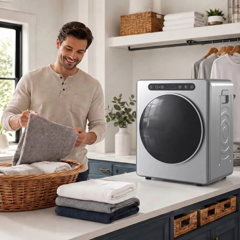 HOMCOM 5 kg Compact 40-60°C  Tumble Dryer - Silver Tone