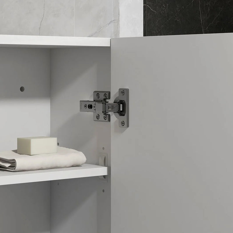 kleankin Bathroom Wall Cabinet, High Gloss Bathroom Storage Cabinet with Soft-Close Door, 3 Shelves, Adjustable Shelf, White