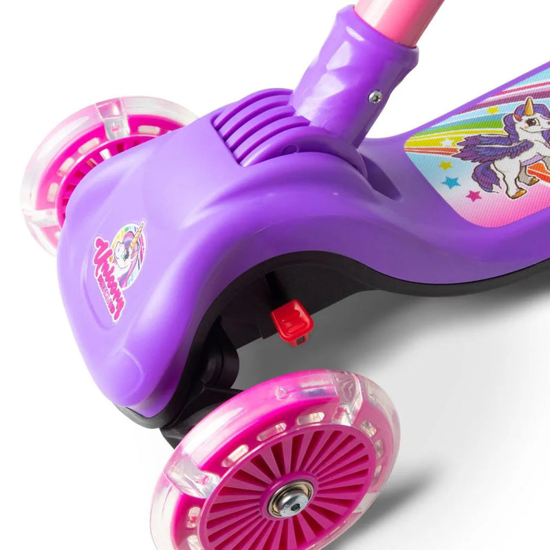 Unicorn Trail Twister Push Scooter With Light Up Wheels Outdoor Game - Purple for Girls