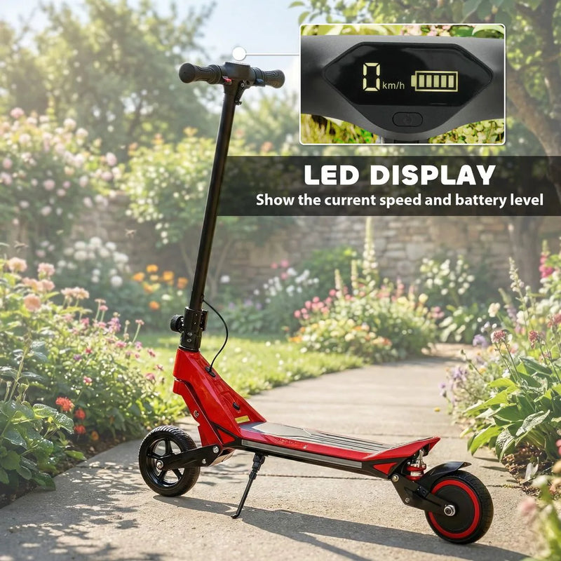 SPORTNOW Electric Scooter for Kids, Foldable E Scooter for Age Age 6 with LED Display, RGB lights, Up to 16km/h, Red