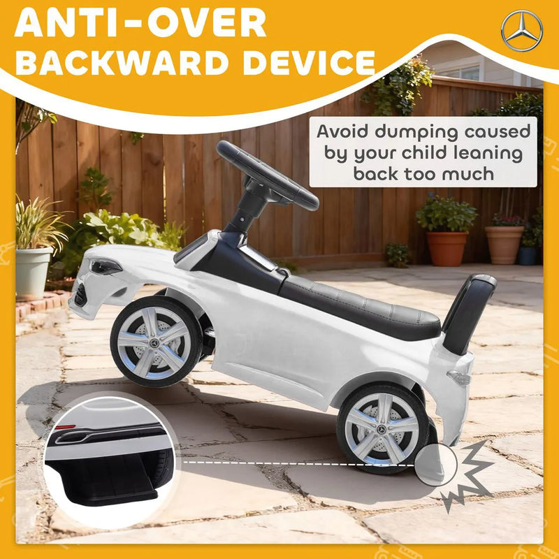 AIYAPLAY Official Mercedes-Benz Ride On Car, Foot to Floor Sliding Walker with Horn, Engine Sounds and Under-Seat Storage, White
