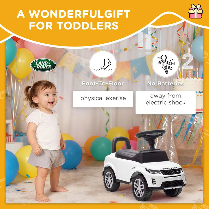 AIYAPLAY Land Rover Licensed Toddler Ride on Car with Horn, Engine Sounds, Under-Seat Storage, for 18-36 Months, White