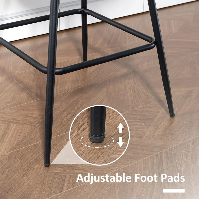 HOMCOM Set of 2 PU Leather Swivel Bar Stools - Black