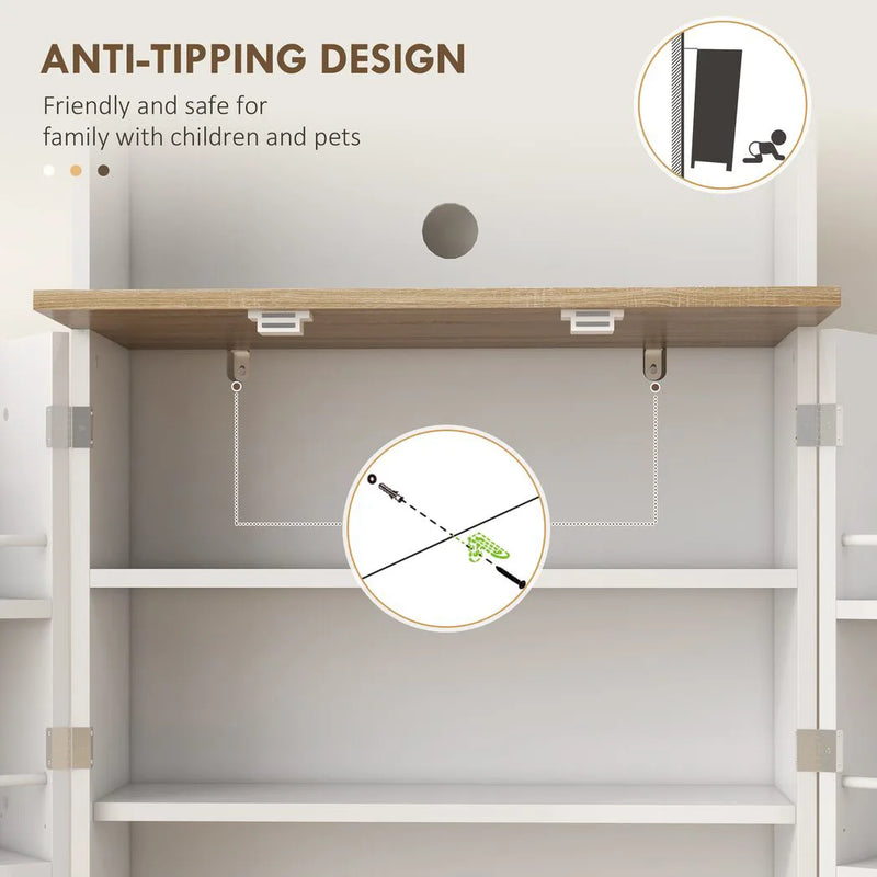 HOMCOM Two-Part Kitchen Storage Cabinet - White