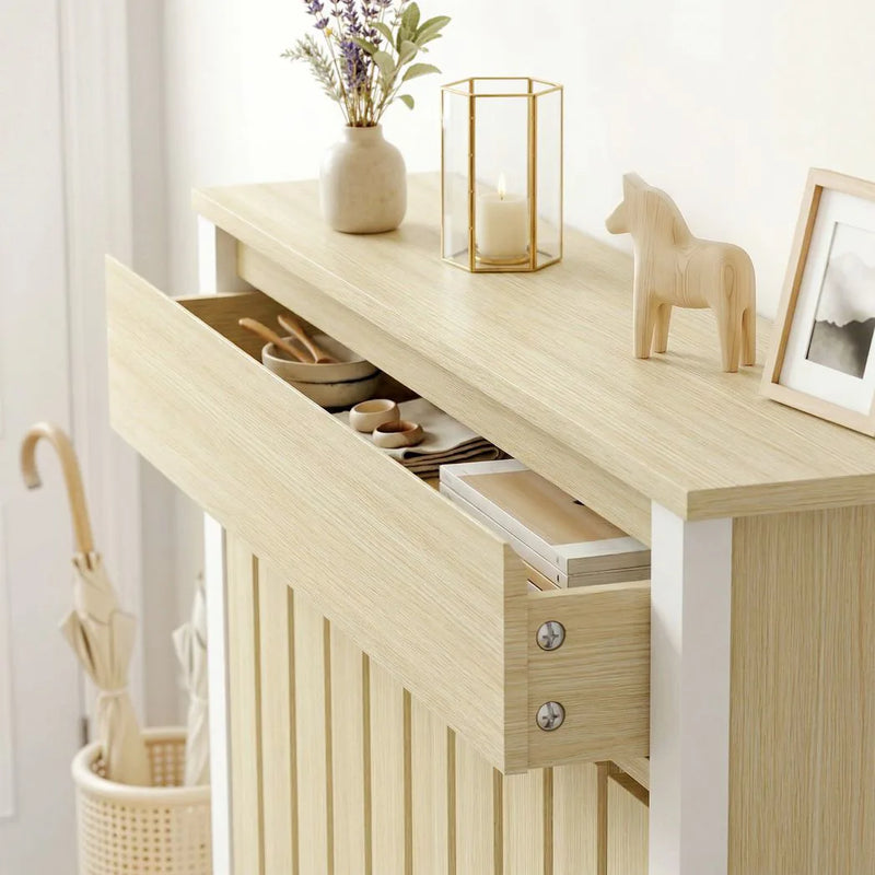 HOMCOM 93 x 88.5cm Rustic-Look Radiator Cover - Oak