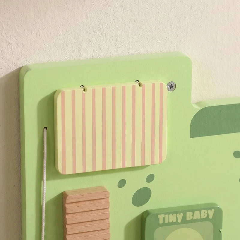 AIYAPLAY Busy Board Panels, Wall Mounted Montessori Inspired Busy Board, Toddler Learning Centre Dinosaur Theme, Green