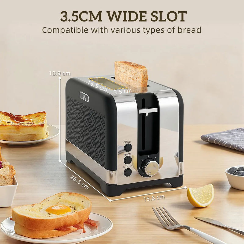 HOMCOM Sleek Textured Kettle and Toaster Set - Black