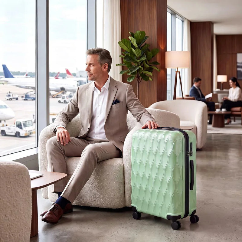 HOMCOM 24Inch Suitcase, ABS Hard Shell Checked Luggage with TSA Lock, Spinner Wheels, Telescopic Handle, Green