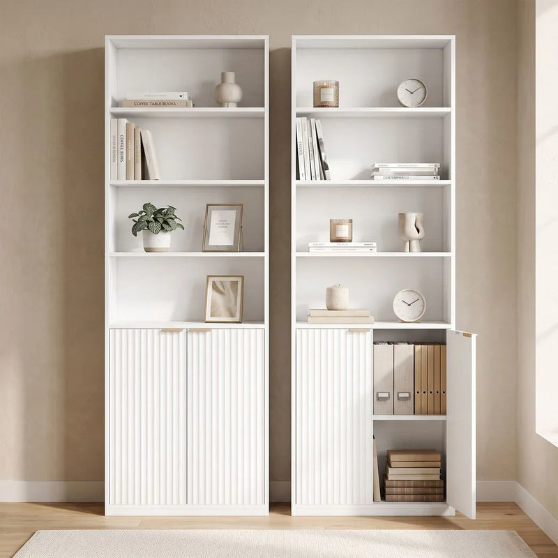 HOMCOM Bookcase Adjustable Shelf Bookshelf Anti-Tip Hardware 6-Tier, White