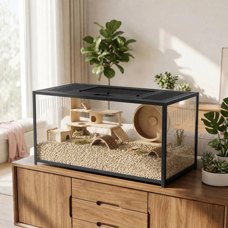 PawHut Large Hamster Cage, Chewproof Metal Rat Cage with Openable Top for Syrian Dwarf Hamster, Gerbil, 100 x 50 x 52.5 cm