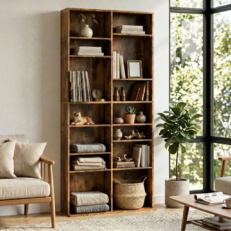 HOMCOM 640 CD Storage Tower - Rustic Brown