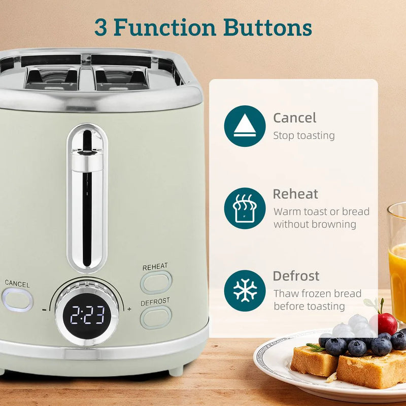 HOMCOM Polished Retro 40-100°C Kettle and Toaster Set - Grey