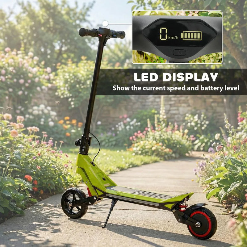 SPORTNOW Electric Scooter for Kids, Foldable E Scooter for Age Age 6 with LED Display, RGB lights, Up to 16km/h, Green