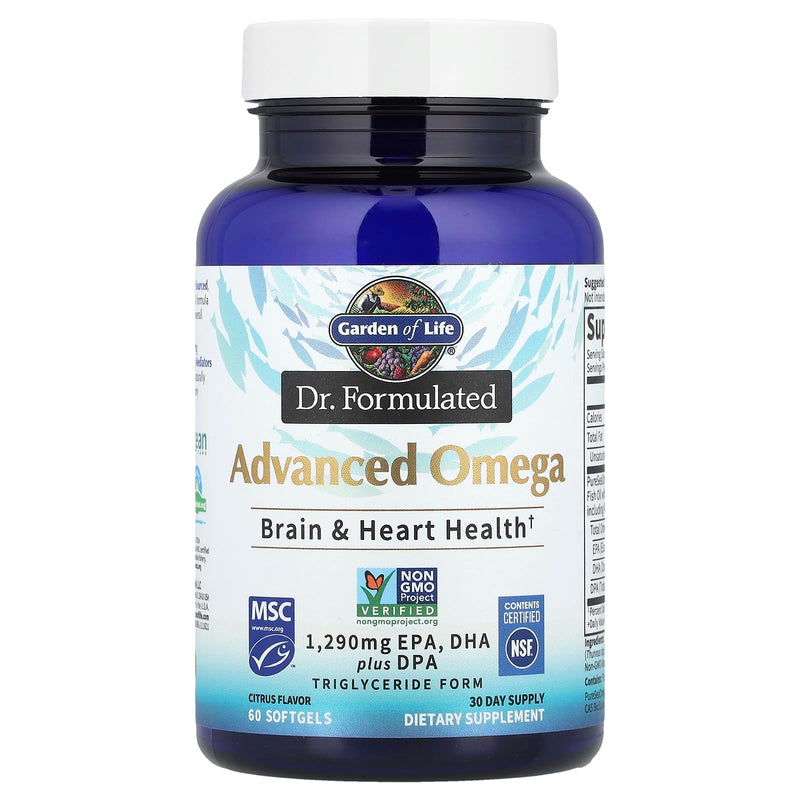 Garden of Life Dr Formulated Omega Fish Oil Lemon – 1,290 mg EPA/DHA + DPA, 60 Softgels