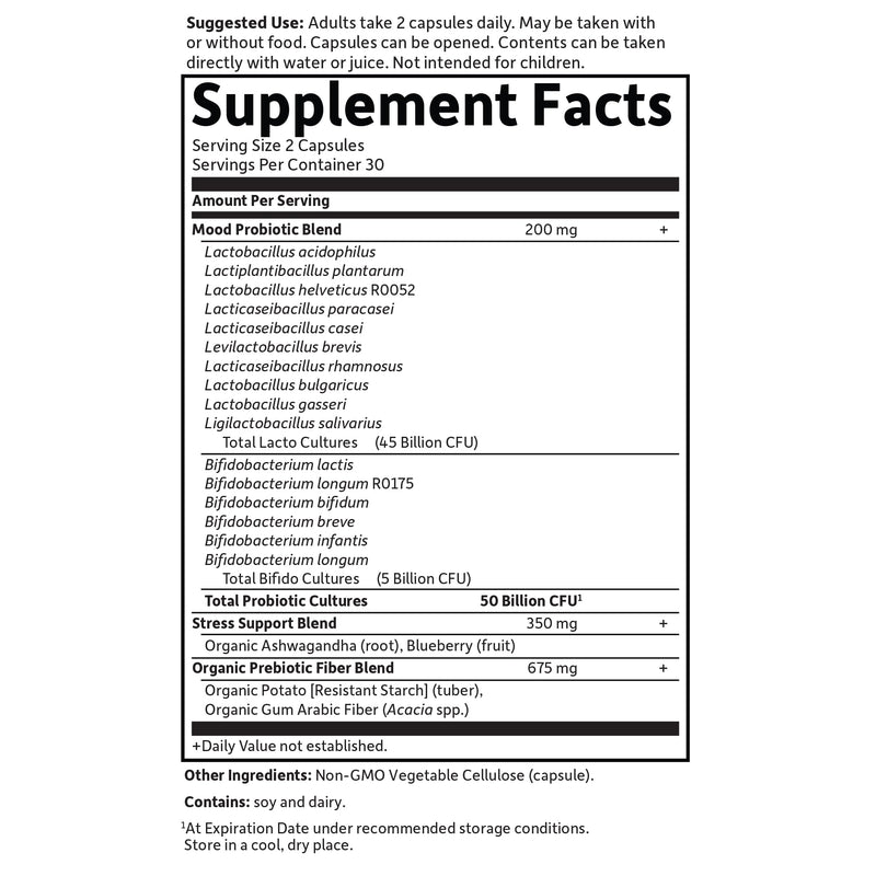 Garden of Life Mood+ Probiotics – Dr Formulated Mood Support with Ashwagandha, 60 Veggie Caps