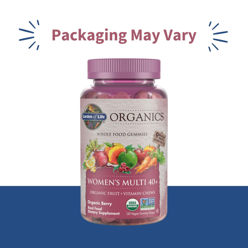 Garden of Life Organics Women 40+ Gummies – Organic Berry | Non-GMO, Vegan | 120 Real Fruit Gummies