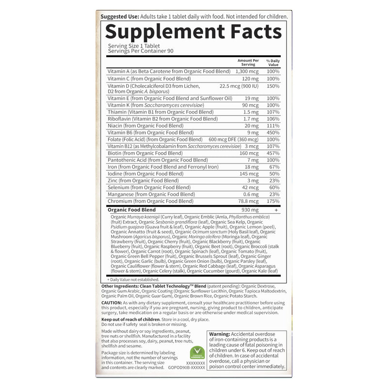 Garden of Life Prenatal Vitamins for Women – Organic Folate, Vegan, Non-GMO, 90-Day Supply