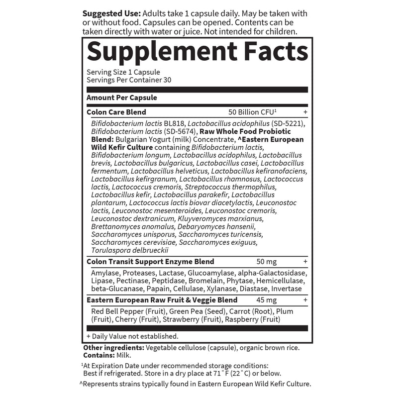 Garden of Life Raw Probiotics Colon Care - 50B CFU, 30 Capsules