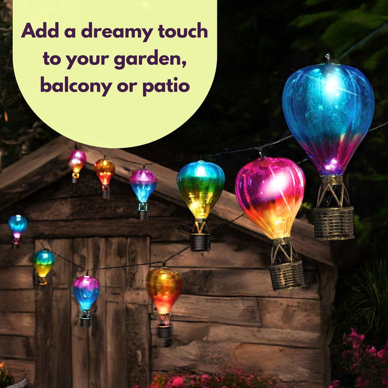 Solar Hot Air Balloon String Lights 4.7m Outdoor Waterproof LED Garland