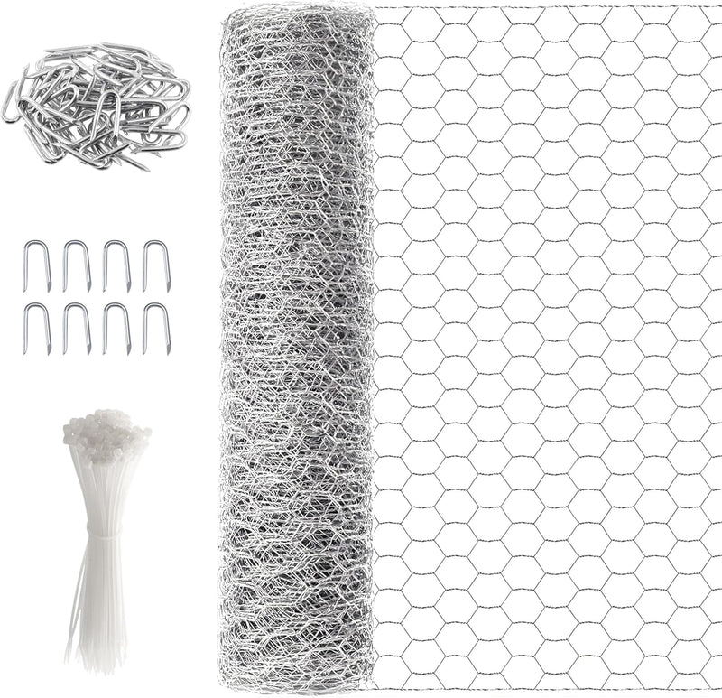 5m x 0.9m Galvanised Chicken Wire Mesh Roll with Fixing Kit