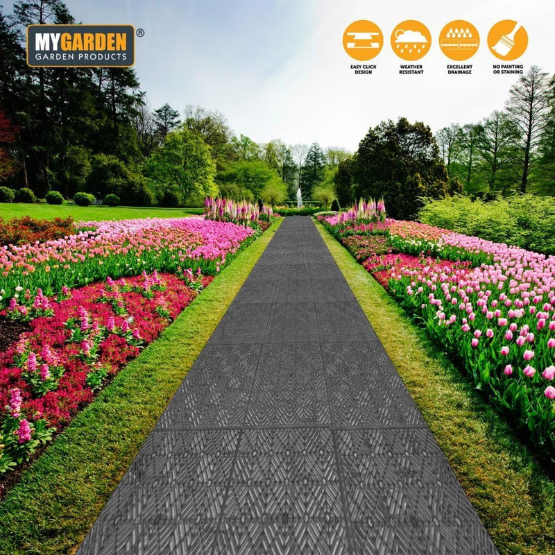Grey Interlocking Decking Tiles 10 Pack Outdoor Patio Balcony Flooring
