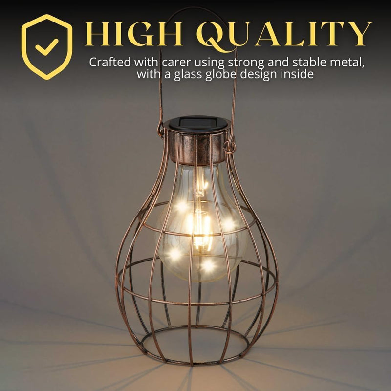 Solar Copper Firefly Lantern with LED Lights Hanging Garden Lantern