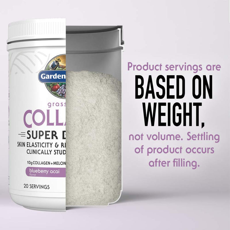 Garden of Life Grass Fed Collagen Super Beauty Powder – Blueberry Acai, 20 Servings