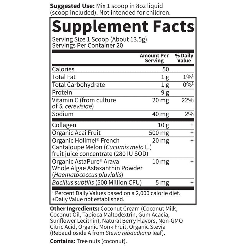 Garden of Life Grass Fed Collagen Super Beauty Powder – Blueberry Acai, 20 Servings