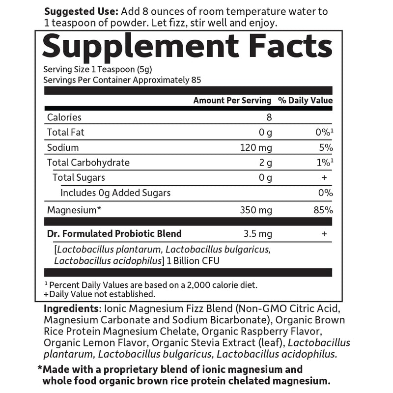 Garden of Life Whole Food Magnesium Powder Raspberry Lemon 421.5g | Vegan, Gluten & Sugar Free