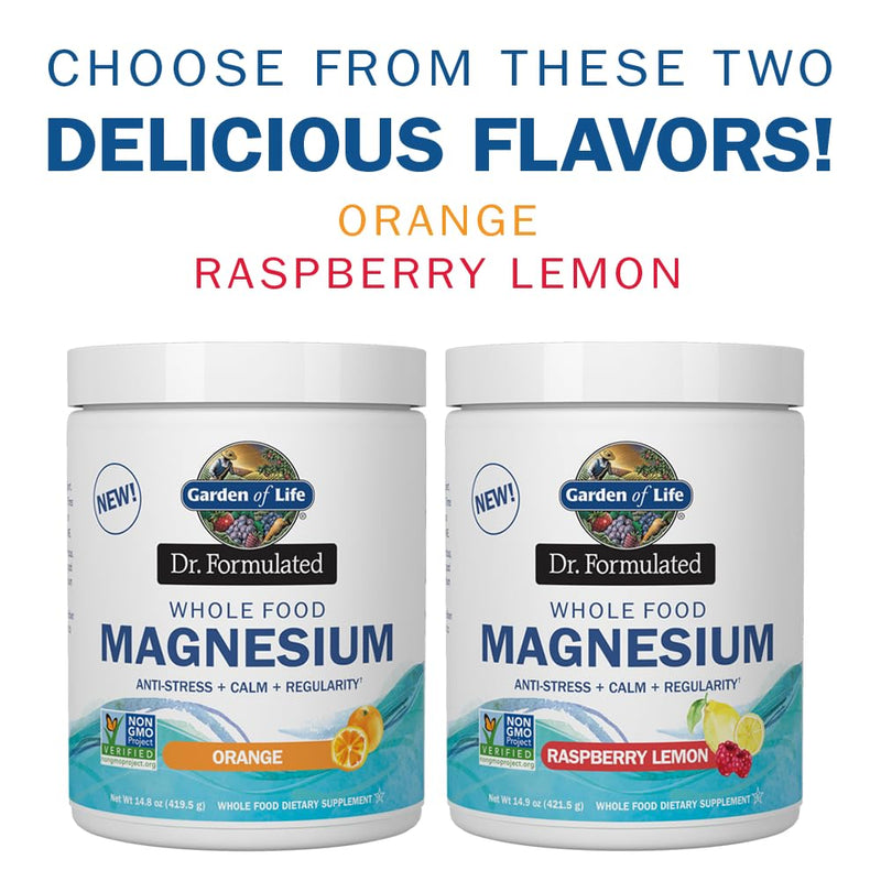 Garden of Life Whole Food Magnesium Powder Raspberry Lemon 421.5g | Vegan, Gluten & Sugar Free