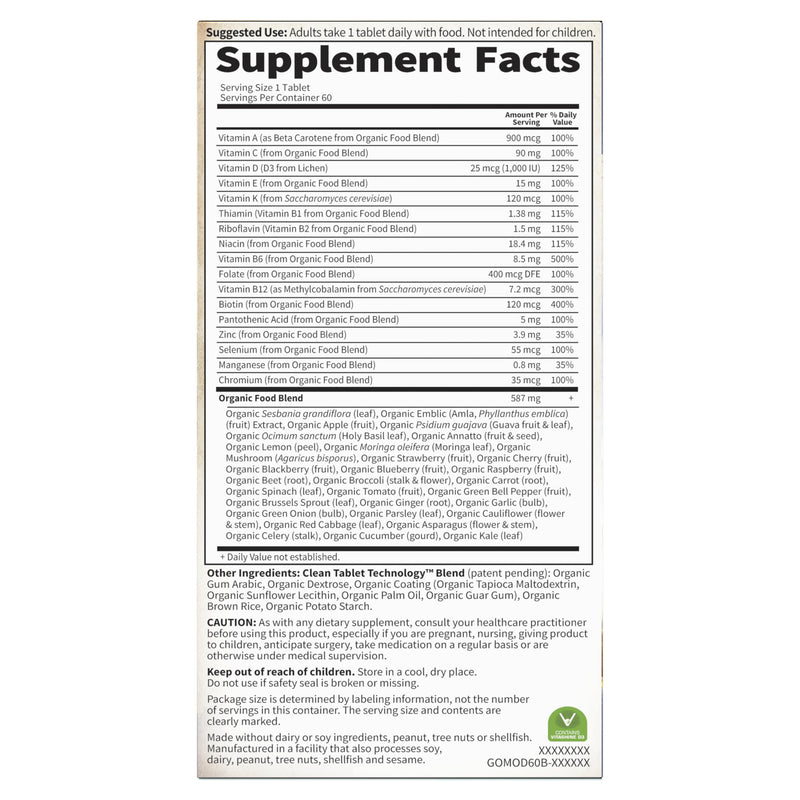 Garden of Life Once Daily Men's Multivitamin – Organic Vegan for Men, Prostate & Heart Support, 60 Tablets