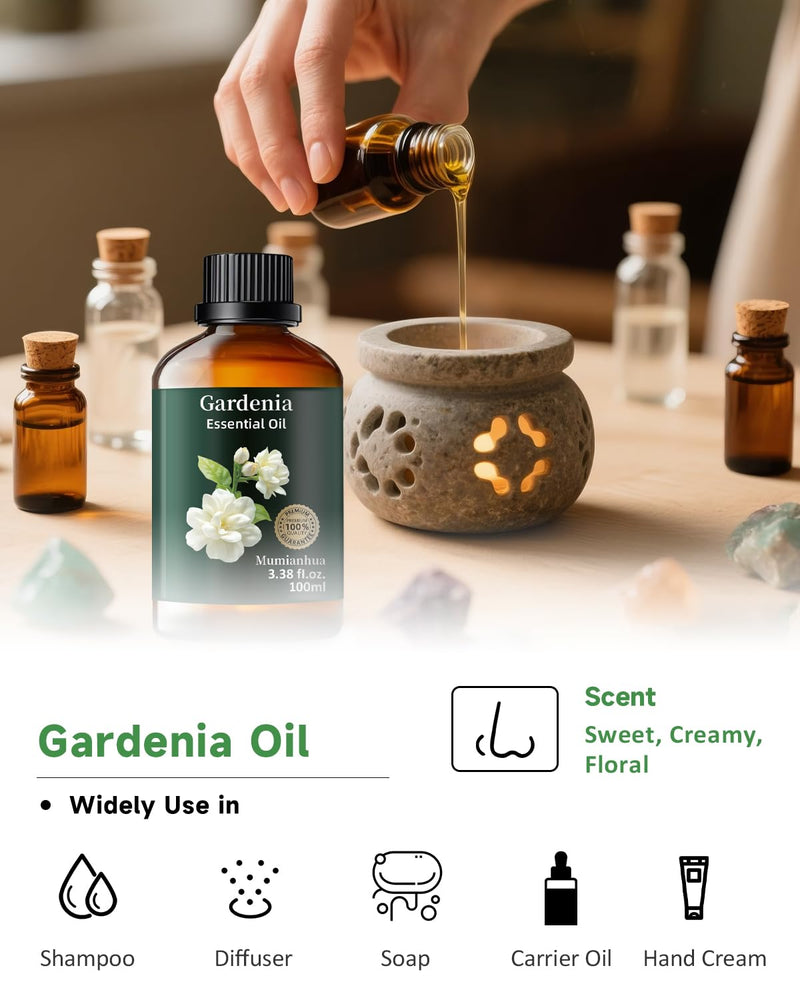 Gardenia Essential Oil Pure – Gardenia Oil for Diffusers & Skincare (3.38 fl oz)