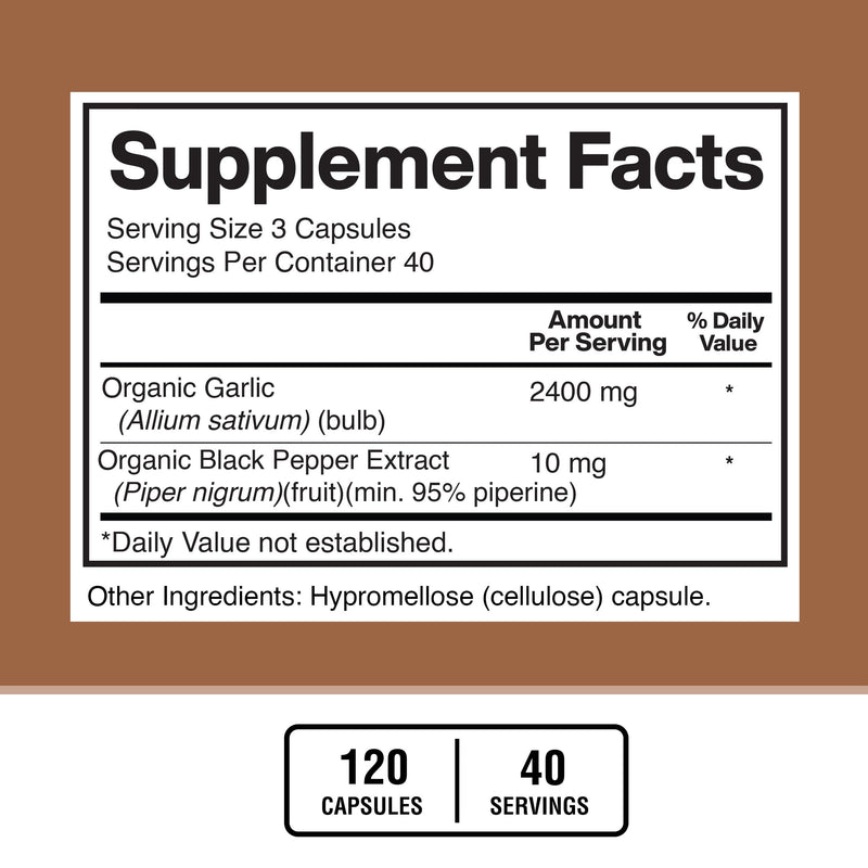 American Standard Garlic 2400mg per Serving with Black Pepper – 120 Capsules (Pack of 2) | Vegan, Gluten Free