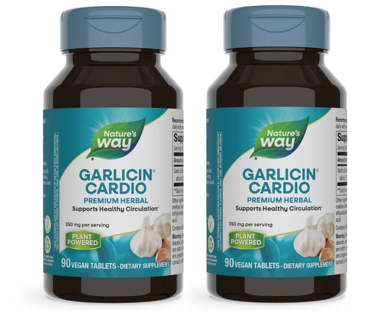 Nature’s Way Garlicin Cardio – Premium Herbal Circulation Support (350 mg, 90 Tablets)