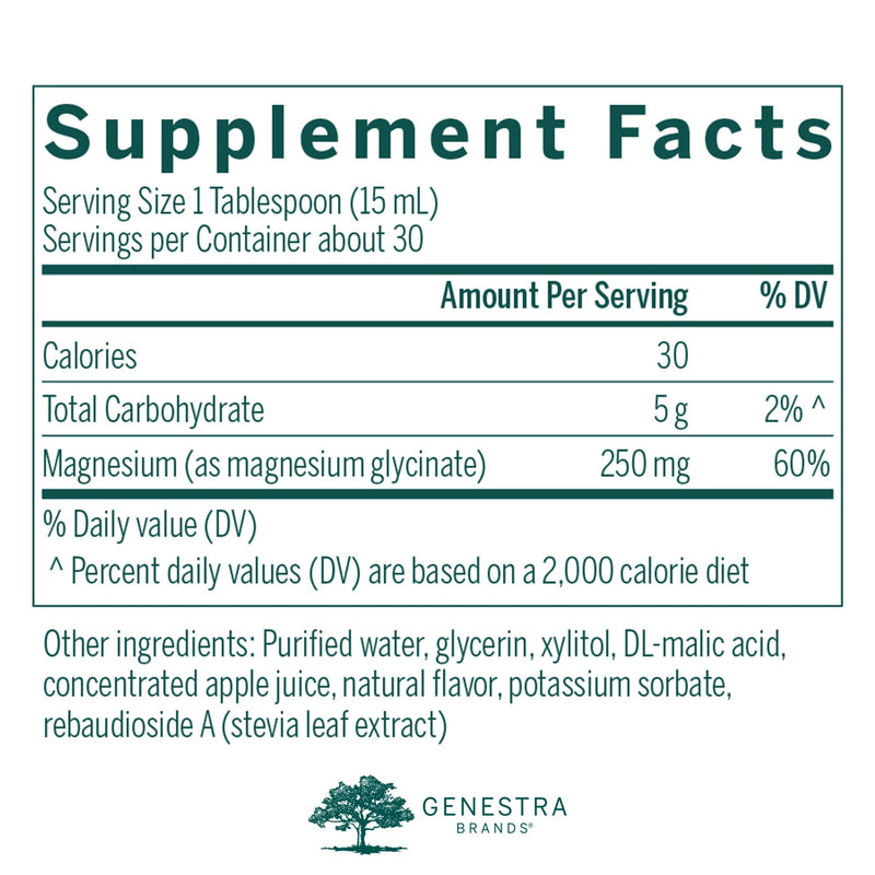 Genestra Brands Magnesium Glycinate Liquid – Apple Pomegranate Flavor, Supports Muscle Function & Metabolism