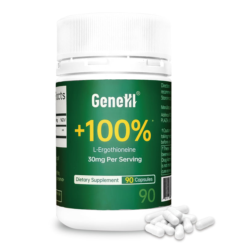 GENEIII L-Ergothioneine Supplement – 30 mg per Serving, 90 Servings | Immune & Brain Support