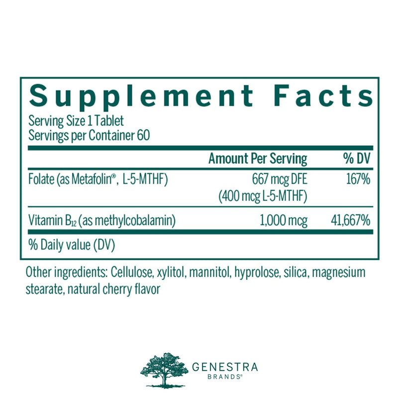 Genestra Active B12 with L-Methylfolate – Chewable B12 & Folate (60 tabs)