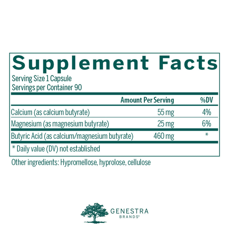 Genestra Brands Butyrate Complex | Butyric Acid from Calcium/Magnesium Butyrate | 90 Capsules