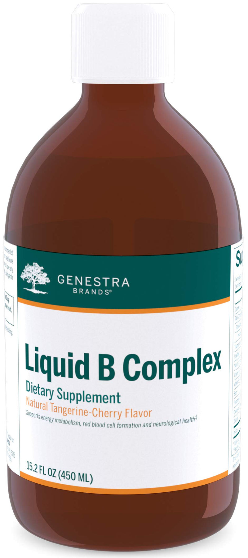 Genestra Brands Liquid B Complex | Broad Spectrum B-Vitamin | 15.2 fl oz | Natural Tangerine-Cherry Flavor